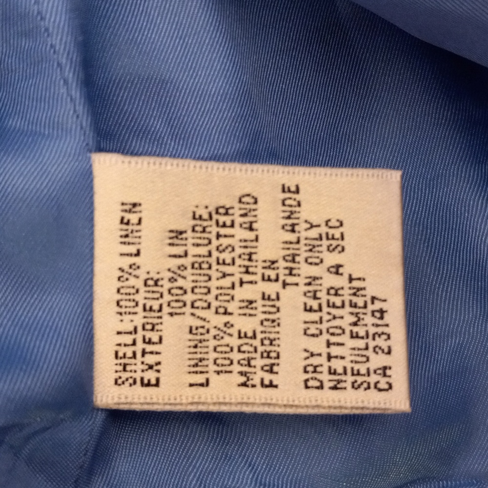 Talbots 16W Petite Blazer Jacket Blue Irish Linen Lined - Picture 11 of 11